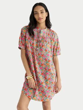 J Crew Mini Shirtdress In Liberty® Meadow Song Fabric Floral Short Sleeve Dress
